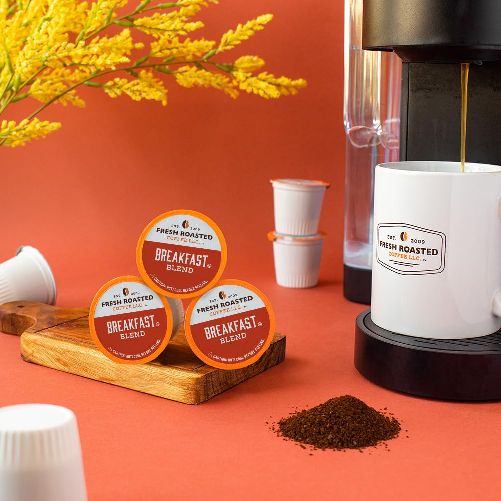 Fresh Roasted Coffee, Breakfast Blend, Light Roast, 72 Pods for K Cup Brewers
