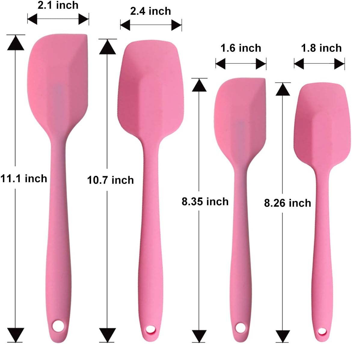 Silicone Spatulas Set, Rubber Spoon Spatula Heat Resistant Spoonula One Piece Design Seamless Spatula Non-Stick Scrapers Baking Mixing Tool (Pink)
