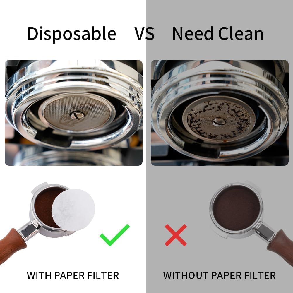 watchget 53mm Espresso Paper Filters - 500 Pcs Unbleached Coffee Filter Papers for Espresso Machine Puck Screen, Compatible with 54mm Portafilter Baskets, Replacement Paper Filters for Barista Tools