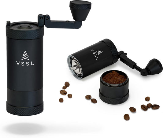 Java Manual Coffee Grinder, 20 Gram Capacity, Stainless Steel Burr, 50 Settings, Black