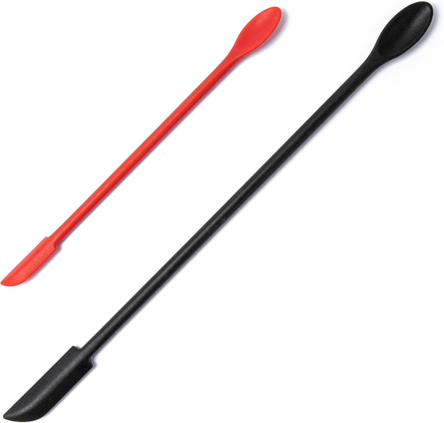 Mini Spatula Silicone Spatula Set - 2pcs Small Makeup Scrapers for Cosmetics, Reusable Beauty Tiny Tools, Thin Jar Scraper, Get Last of Makeup Out, Black and Red