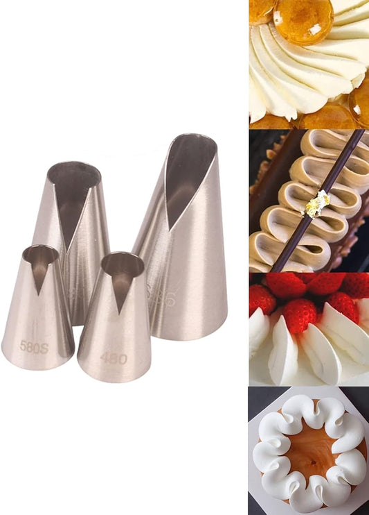 St. Honore Piping Tips,V-shaped wave Pastry Tips Cake Decorating Nozzles Tips Piping Kit for Pastry Cupcakes Cakes Cookies,4 Pcs