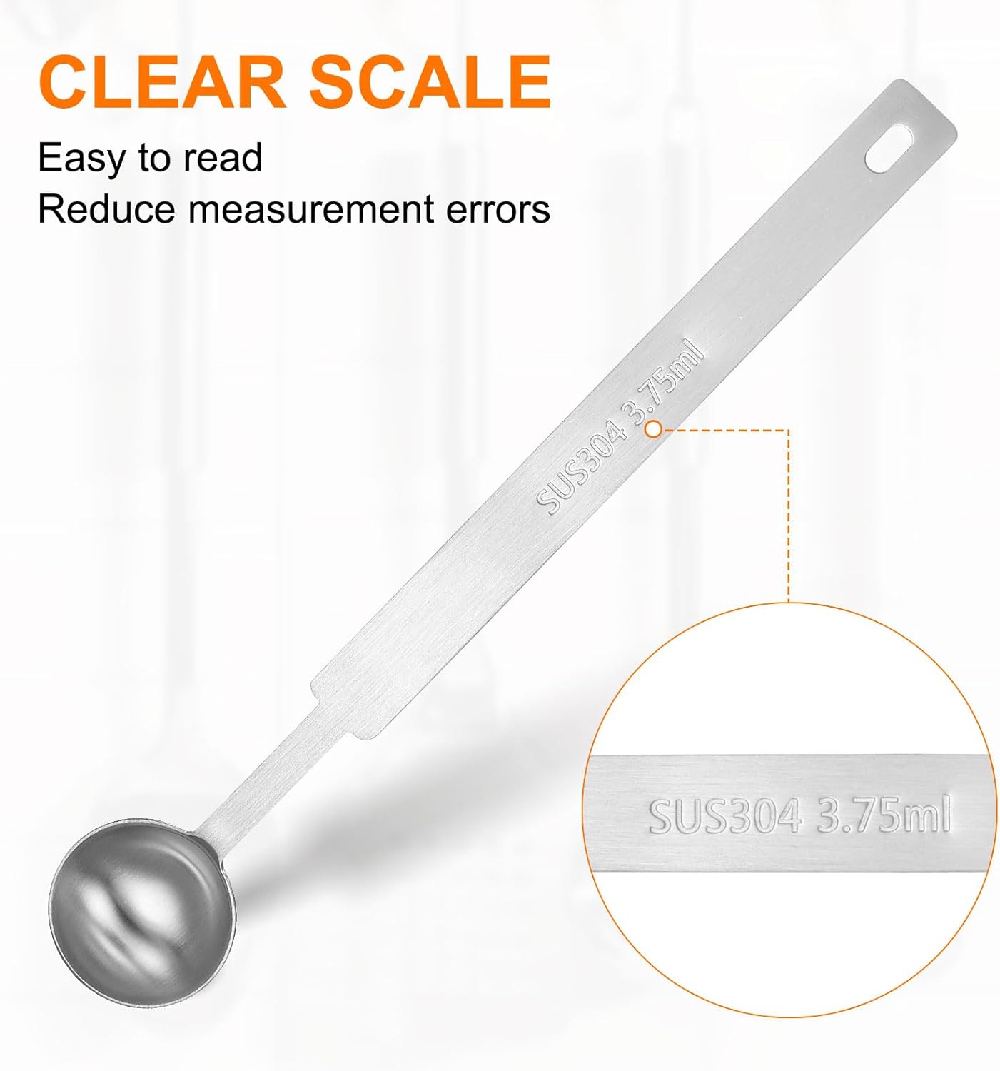 HARFINGTON Single Measuring Spoon 3/4tsp (1/4tbsp, 3.75ml) Teaspoon/Tablespoon 430 Stainless Steel Single Tiny Square Bowl Measuring Spoon Long Handle Measure Scoop