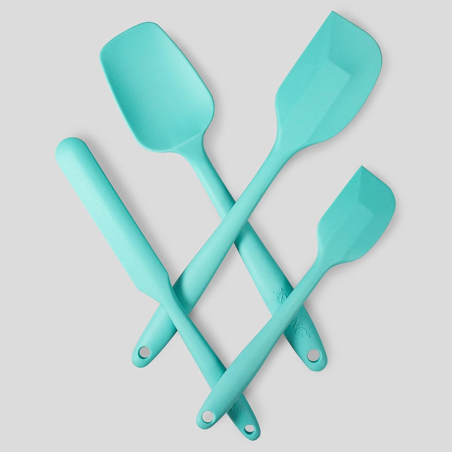 4 Piece Silicone Spatula Set, Flexible Heat Resistant Non-scratch Baking Cooking Rubber Spatulas with Stainless Steel Core, Aqua Sky