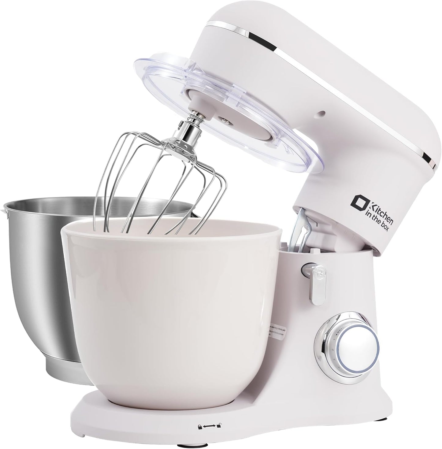 Kitchen in the box Stand Mixer, 5QT+4.5QT Two bowls Electric Food Mixer, 10 Speeds 3-IN-1 Kitchen Mixer for Daily Use with Egg Whisk,Dough Hook,Flat Beater (Frost White, 5QT)