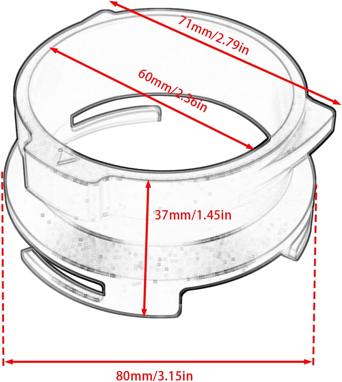 Espresso Dosing Funnel Compatible with Barsetto, Calphalon Temp IQ 58mm Portafilter, Aluminum Alloy, Silver