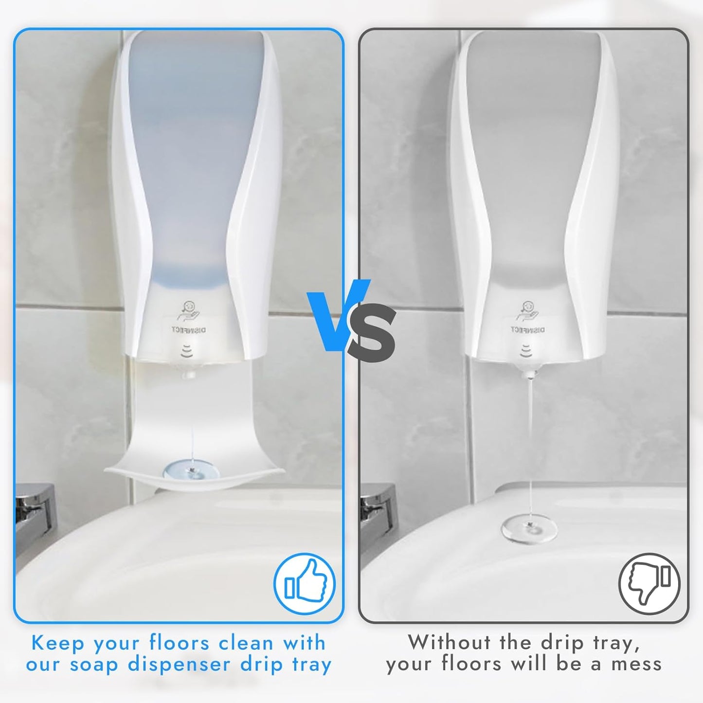 2PCS Dispenser Drip Tray Wall Mount Soap Dispenser Bracket,Laundry Detergent Drip Catcher Prevent Dripping and Spraying, Easy to Clean(White)