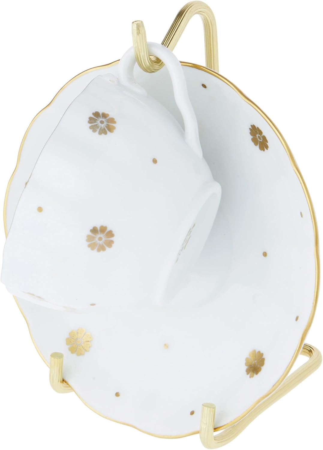 Bard's Demi-tasse Gold-toned Cup and Saucer Stand, 5.5" H x 2.75" W x 3.25" D (For 2-3 Fluid Ounce Espresso Cups)