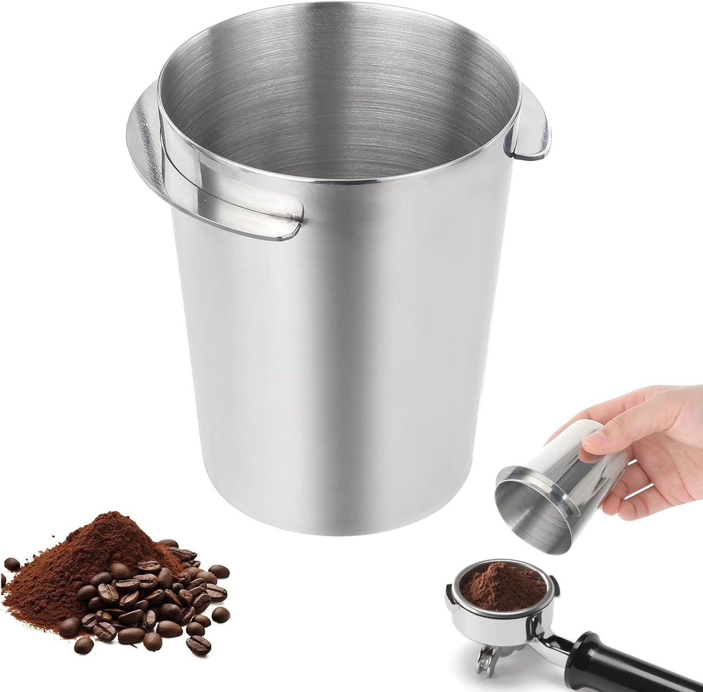Coffee Dosing Cup 58mm, Stainless Steel Dosing Cup Compatible with All 58mm Portafilter, Coffee Powder Cup, Coffee Powder Feeder, Coffee Machine Accessories