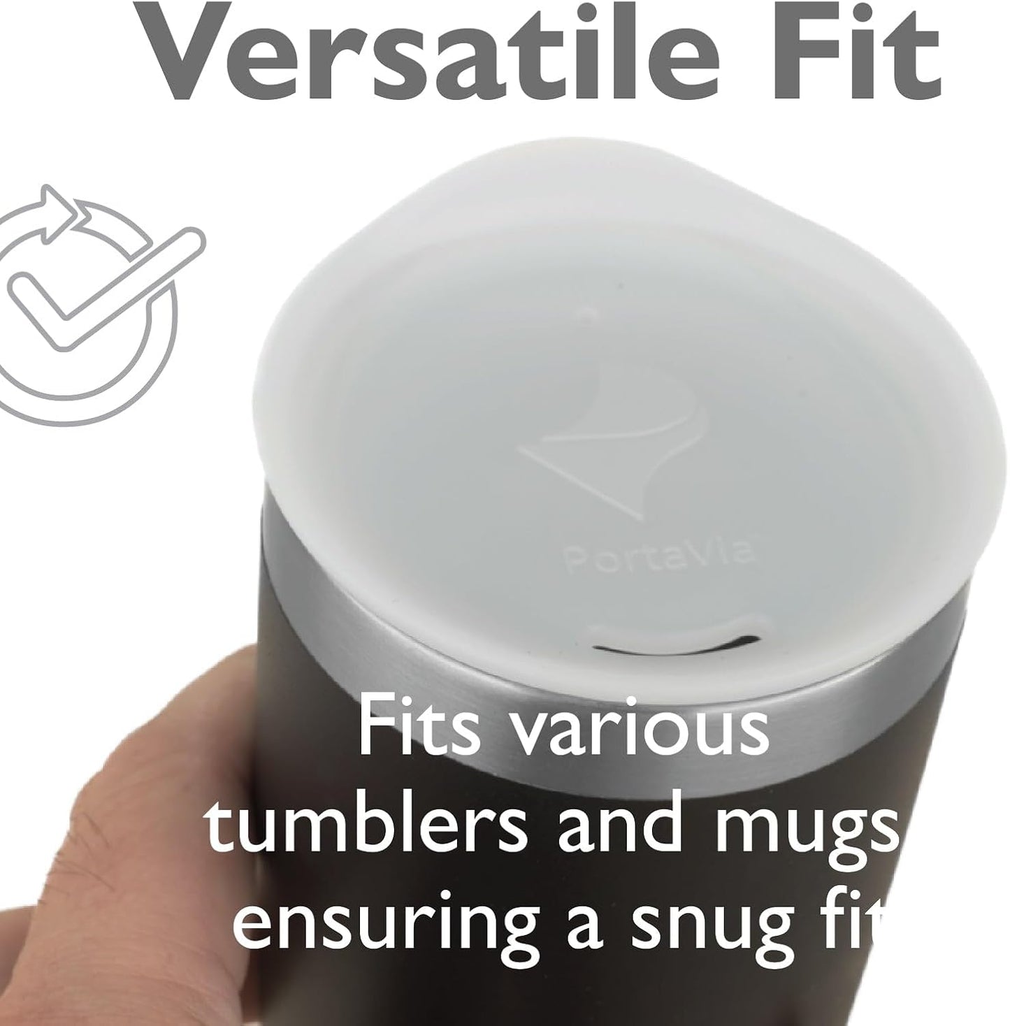 Reusable Coffee Cup Silicone Lid – Fits Most Tumbler, Water Bottle, & Ceramic Coffee Mug Between 3⅜”-3⅝” – Dishwasher-Safe Travel Mug Lid keeps your beverage in your mug (Large - Clear)