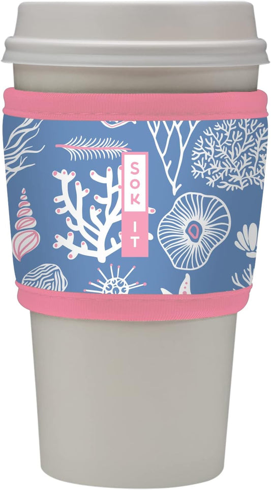 Sok It HotSok Coffee & Tea Reusable Insulated Neoprene Cup Sleeve (Coral Exploring)