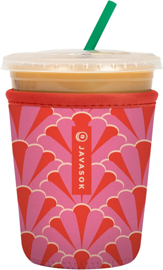 Sok It JavaSok Iced Coffee & Cold Soda Insulated Neoprene Cup Sleeve (Pink Gatsby, Small: 16-20oz)