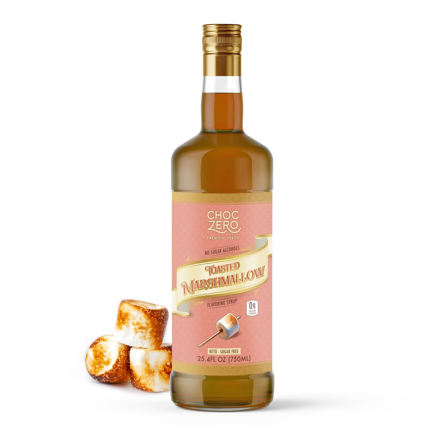 ChocZero Sugar Free Coffee Syrup, Toasted Marshmallow Flavor, No Sugar Alcohol Simple Syrup Drink Mix, Campfire Mochas, Protein Shakes & Baking, All Natural, 25.4 Ounces (Pack of 1)