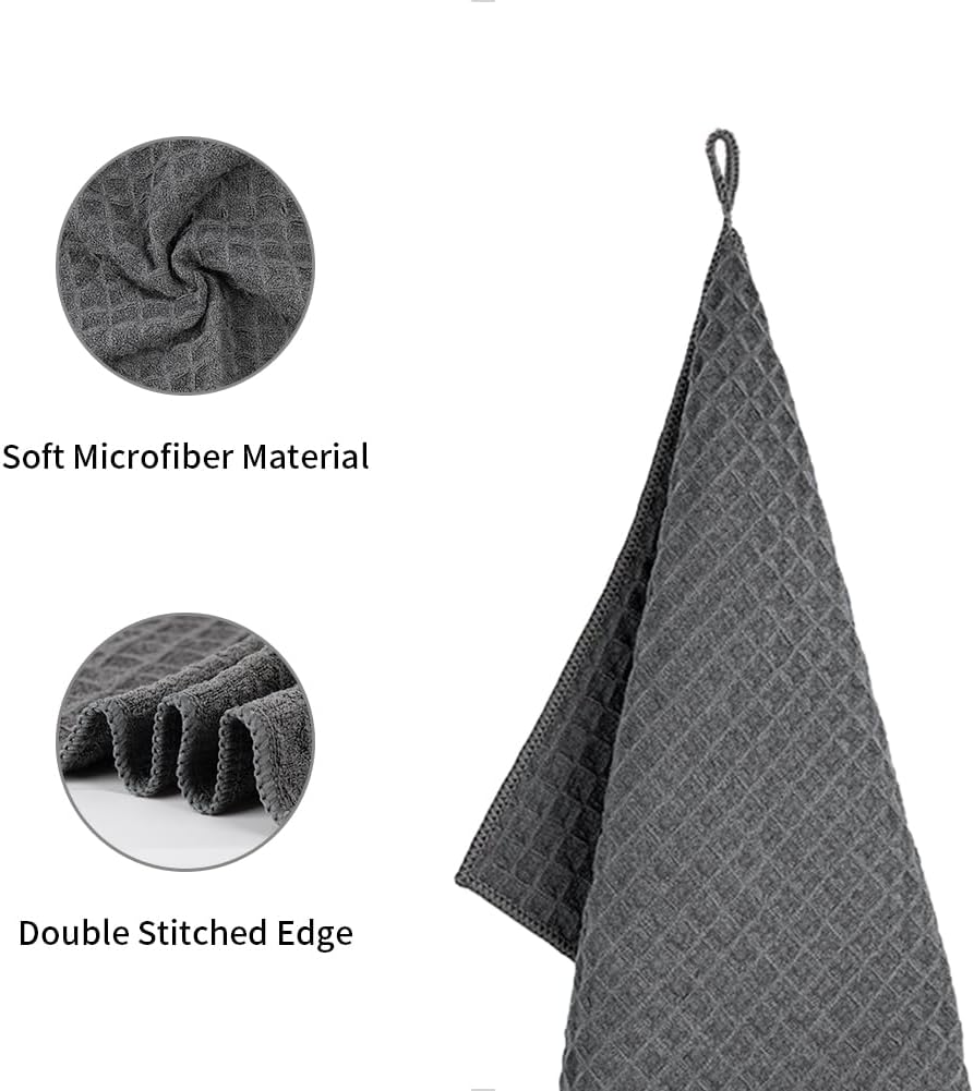 watchget Microfiber Cleaning Cloth,Barista Micro Cloth 4 Pack-Microfiber Barista Towels Espresso Towel Espresso Machine Cloths, Steam Wand Cloth, Kitchen Cleaning Cloth Waffle Weave Dark Grey(12"x12")
