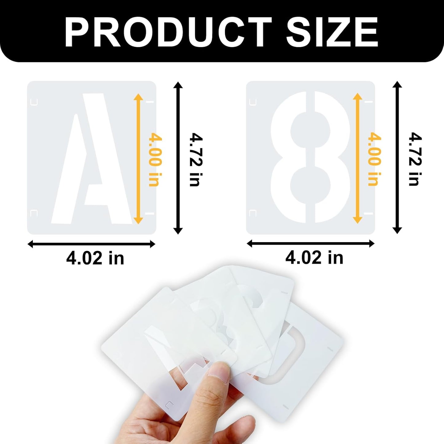 2 Pack - 4 Inch Letter Stencils Set, 72 Reusable Stencils for Painting On Wood, Metal, Walls, Fabric, Rocks with Interlocking, Perfect for Banners, Sign Making & DIY Art (4 inch)