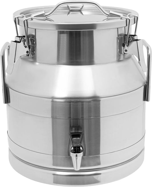 Stainless Steel Milk Bucket with Faucet, with Sealing Lid,Large Liquid Container Storage Keep Food Dry and Fresh for Milk and Wine (20L/5.3Gal,w/Faucet)