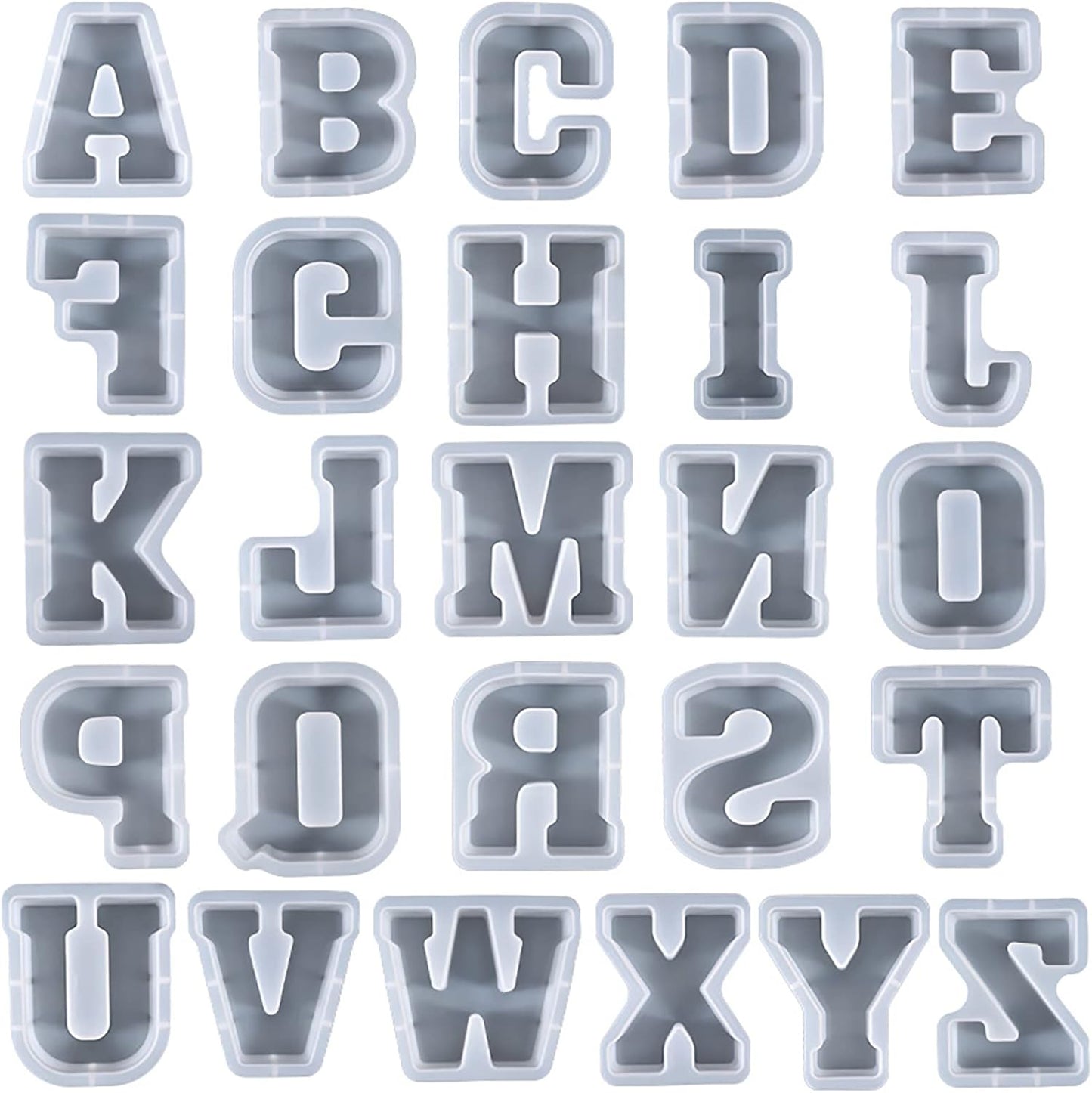 ESEDAGE 7 Inch Letter Resin Mold - 26 Pack English Alphabet Mold for Resin Casting & Soap Making
