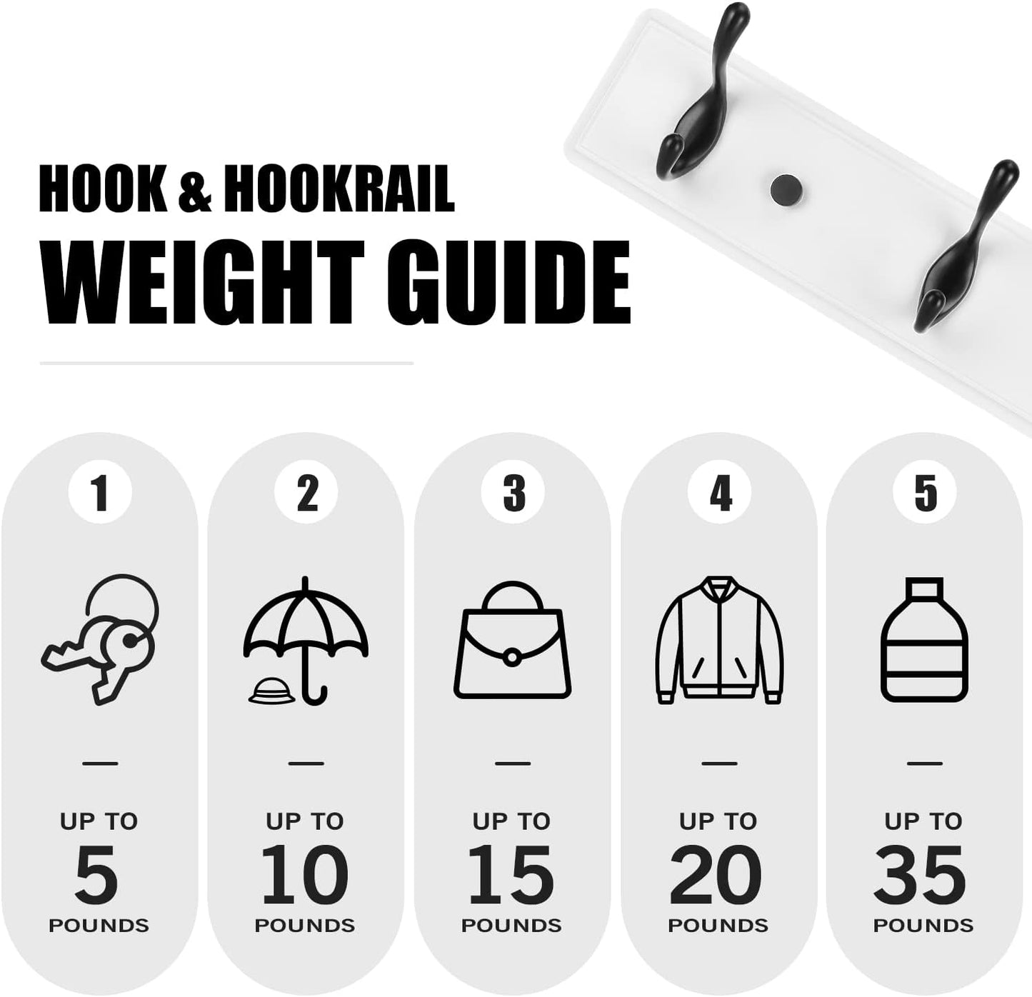 Wooden Coat Rack, Wall-Mounted Organizer for Closet, Entryway, Hallway, Foyer, Bedroom, Heavy Duty Double Hooks for Hanging Towels, Bags, Hats, Jackets, Key (WhiteBlack, 3 Hooks)