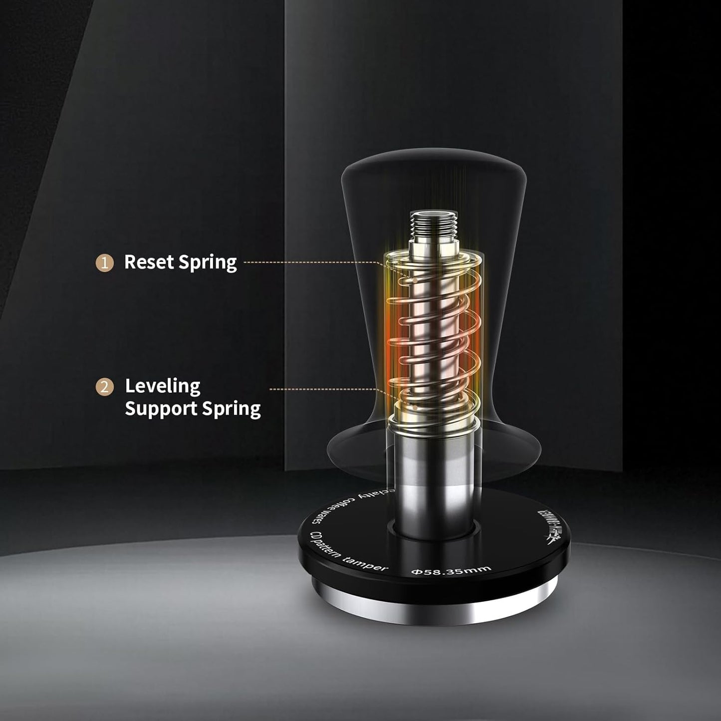 MHW-3BOMBER 49mm Espresso Tamper Tool, 2 spring loaded Coffee Tamper, Auto-Leveling Tamper without Tilting,49.7mm Ripple Tamper, T7117T