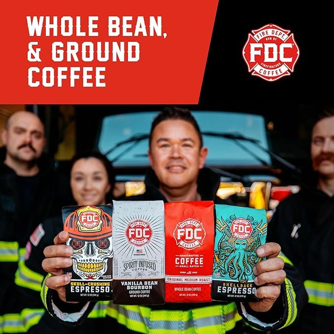 Fire Department Coffee - Gives Back to Firefighters - Dark Roast Coffee Beans - Bold & Smooth - Roasted in the USA - Veteran Owned (12 oz, Pack of 2)
