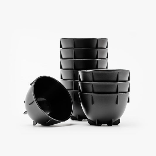 Black Coffee Cupping Bowls 200ml - Stackable Heat-Preserving Cups - Premium Material Ideal for Coffee Tasting, High-Density Polyethylene for Zero Taste Interference - Set of 12