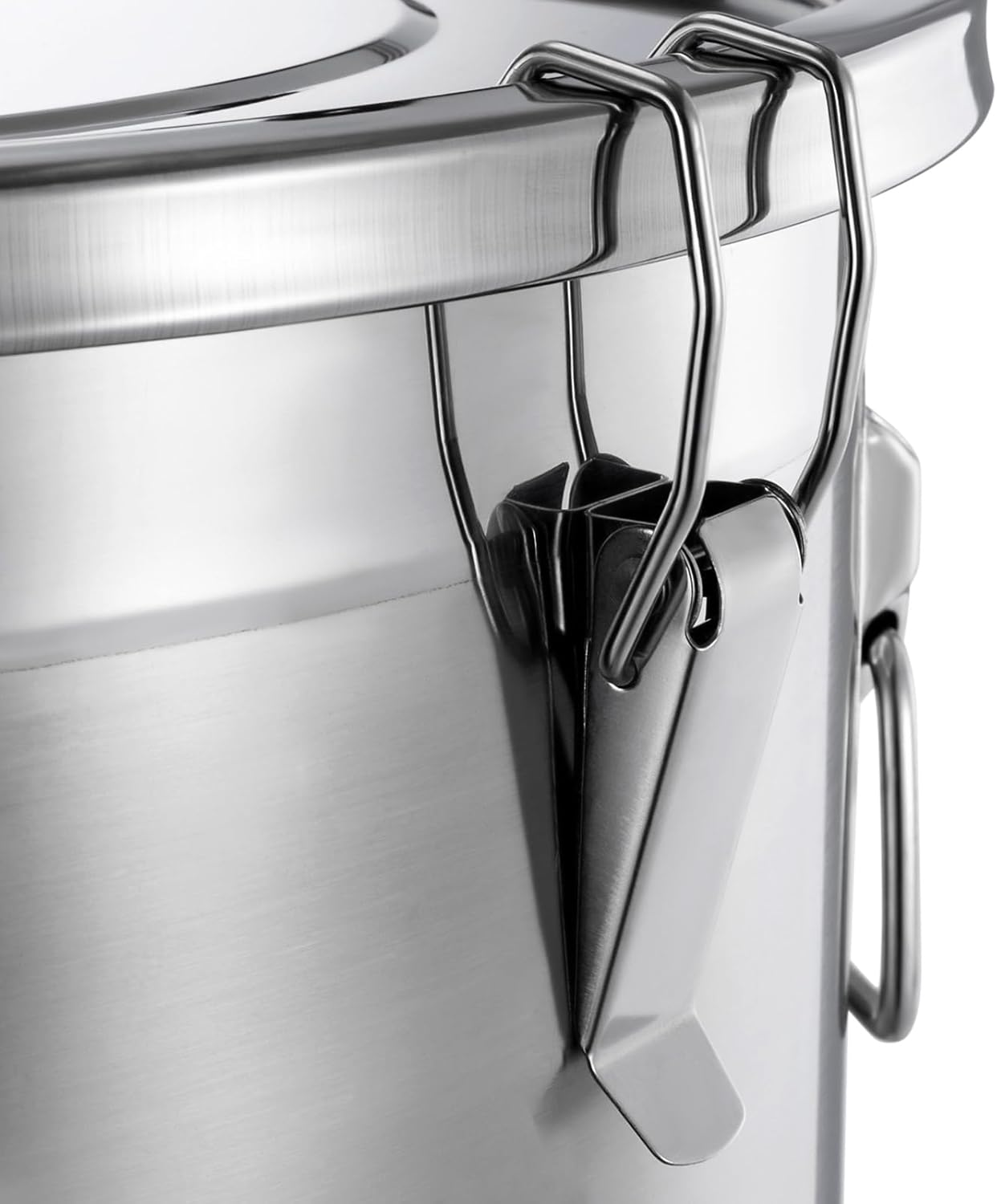 PERFERATE 304 Stainless Steel Airtight Canister 6L/12L Food Storage Bucket with Lids and Sturdy Locking Clamp Metal Cereal Rice Storage Container for Flour, Coffee Bean, Sugar, Cookie (48L)