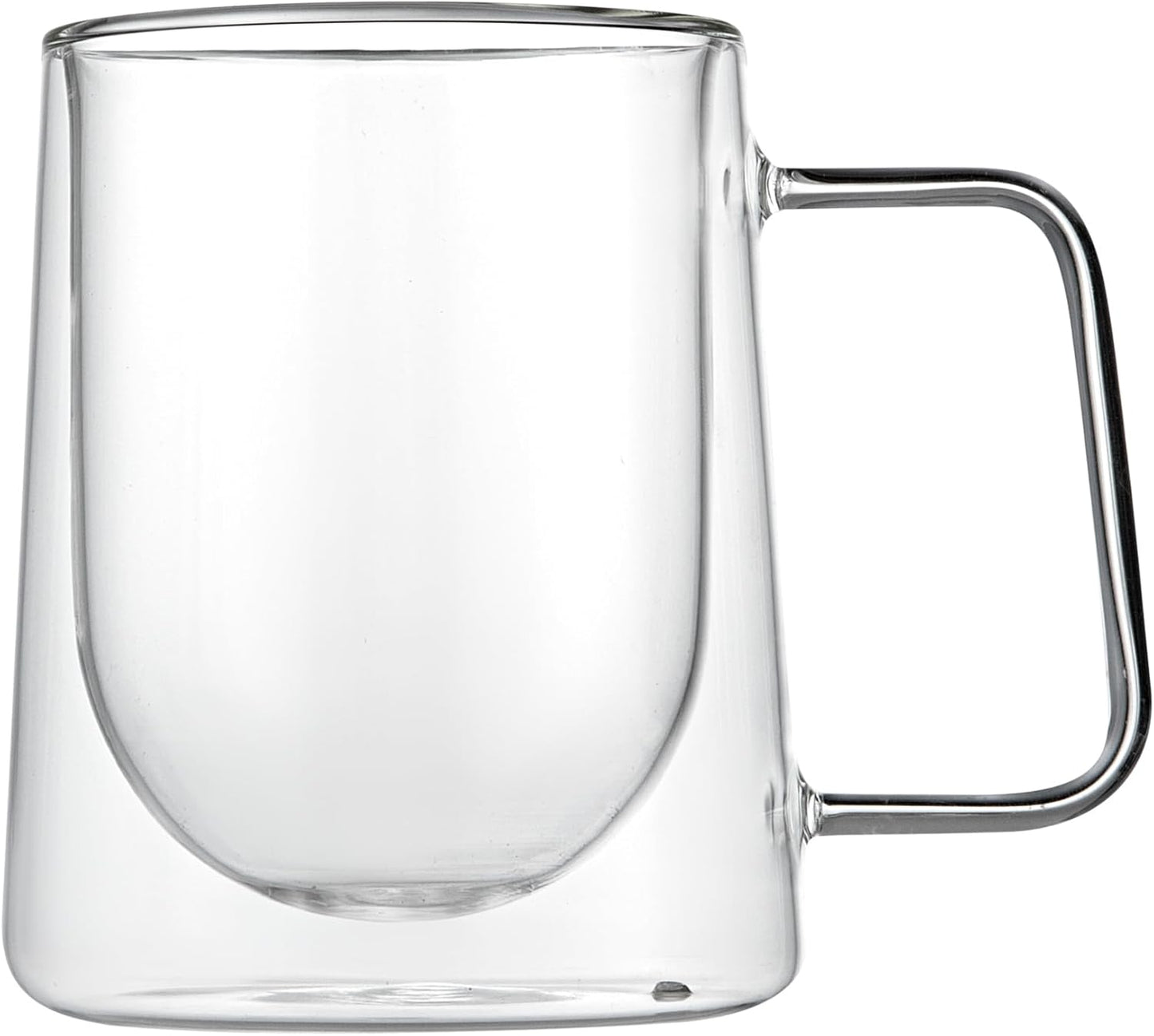 Restaurantware-Forma Professional 10.2 Ounce Double Wall Coffee Mugs, 2 Insulated Coffee Mugs With Handle - Dishwashable, Reusable, Clear Glass Beverage Cups, Freezable, For Hot Or Cold Beverages