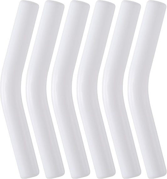 6Pcs Metal Straw Silicone Tips 5/16 IN Wide(8mm Outer Diameter) Food Grade Rubber Straw Covers Flex Elbow Replacement Tip for Stainless Steel Metal Straws,White