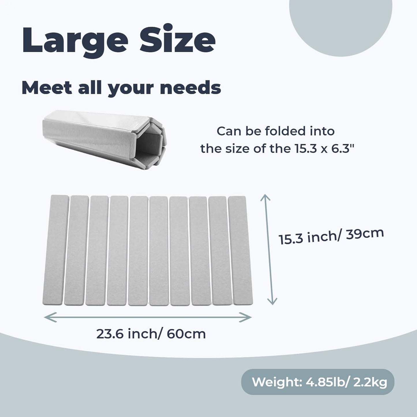 Stone Drying Mat for Kitchen Counter, 23.6" x 15.3" Foldable Diatomaceous Earth Dish Drying Mat - Large Stone Dish Drying Mat for Dishes Cups Bottles Drying, Match Any Countertop (White, Large)