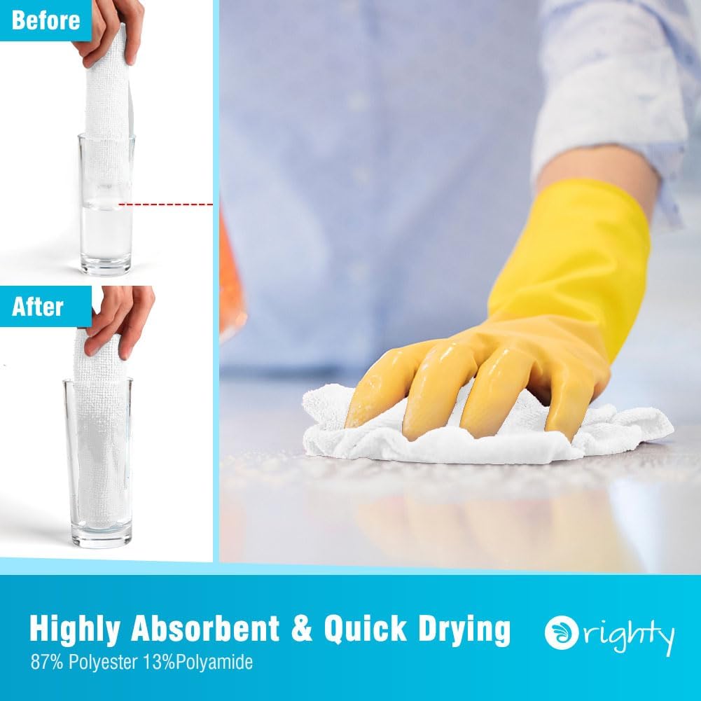 Orighty Cleaning Cloths Bulk, 200 Pack Shop Rags Reusable, Multi-Purpose Shop Towels for Cars, Microfiber Cleaning Rags for Automotive, Mechanic, Kitchen, Lint Free Towels 11.5’’ x 11.5’’, White