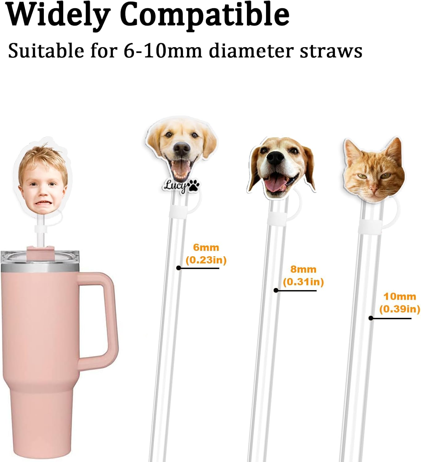Personalized Stanley Straw Cover, Custom Silicone Straw Topper for Stanley Cups, 30 & 40 Oz TumblersReusable Straw Tips Protectors, 10mm/0.4in Straws (Custom)