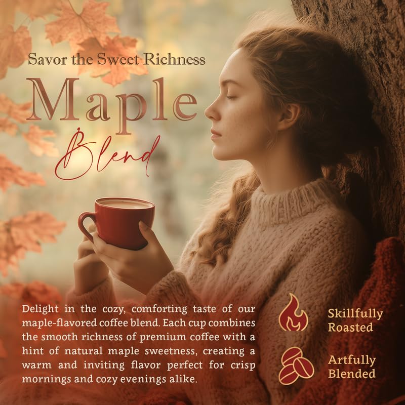 Maple Flavored Whole Bean Coffee – 100% Arabica, Single Origin, Medium Roast, USDA Organic, Naturally Sweetened – by Coffea Flavor