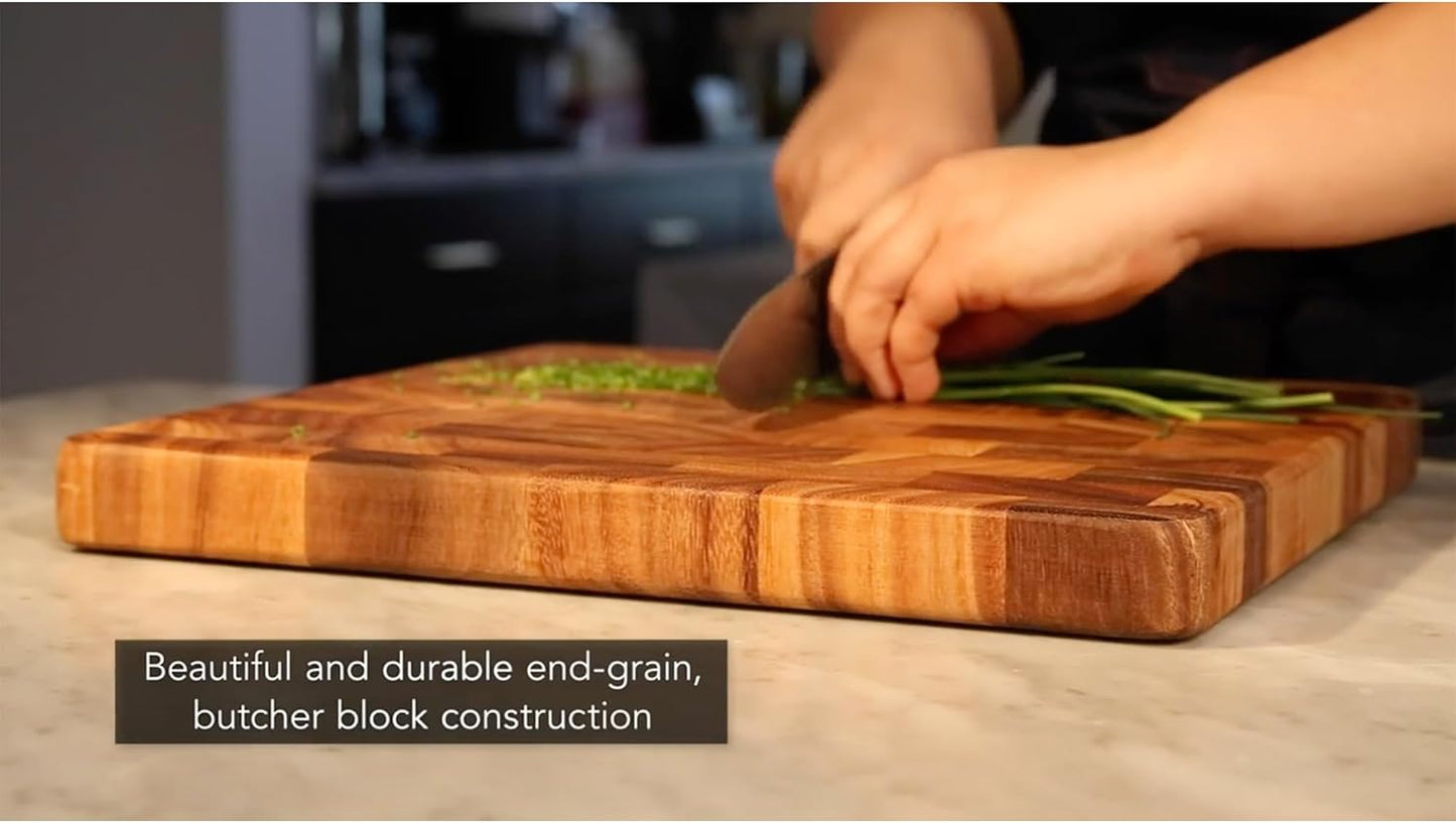 Ironwood Gourmet 28218 Square Charleston End Grain Chef's Board , Acacia Wood 14" Square