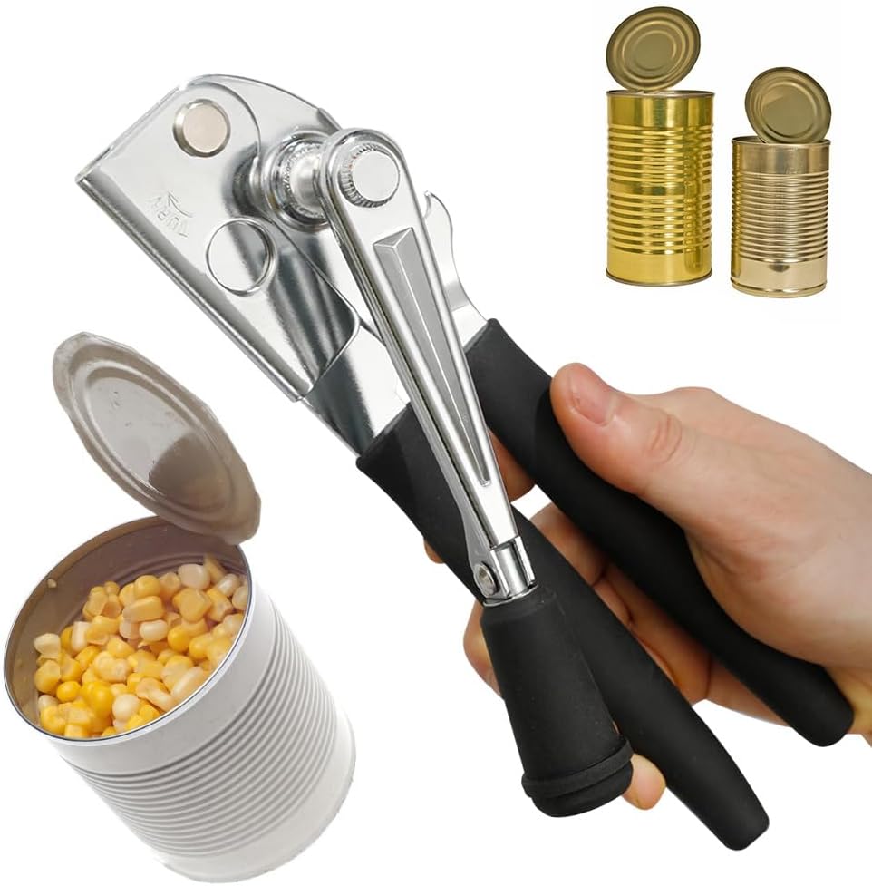 Crank Can Openers Manual,Heavy Duty Commercial Can Opener with Rubber-coated Long Handles