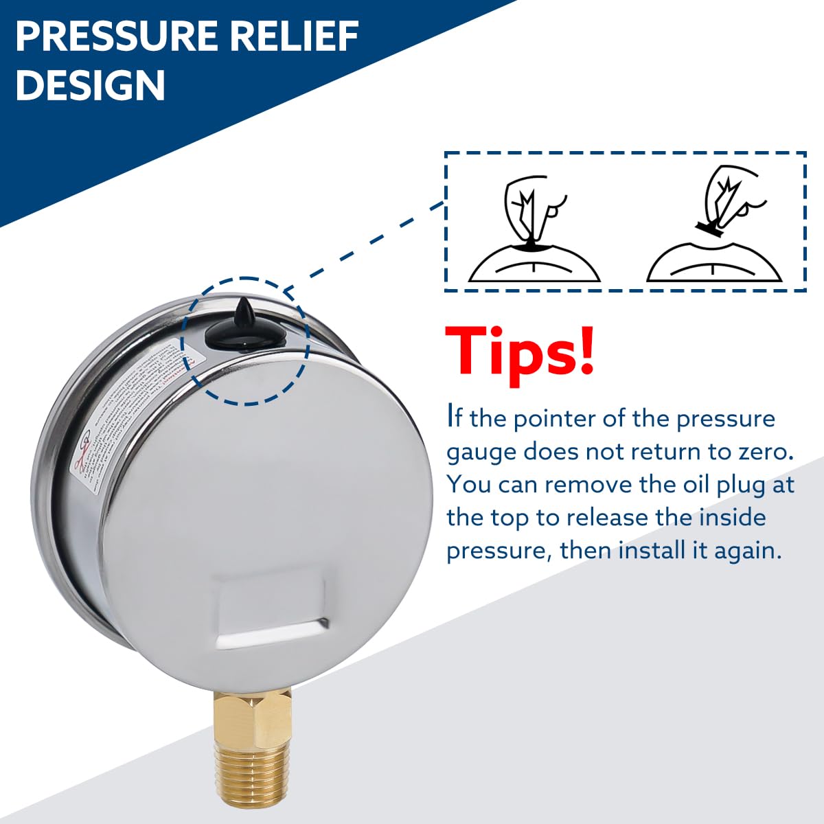 SENCTRL 0-600 Psi Glycerin Liquid Filled Pressure Gauge, 2.5" Dial Size, 1/4" NPT Lower Mount, Stainless Steel Case, for Air Gas Water Oil Hydraulic Pressure Test
