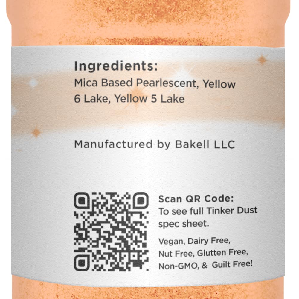 Neon Orange BAKELL Edible Glitter, 45 Grams | TINKER DUST Edible Glitter | KOSHER Certified | 100% Edible Glitter | Cakes, Cupcakes, Cake Pops, Drinks, Dessert Vegan Glitter & Dusts (45g Shaker, Neon Orange)