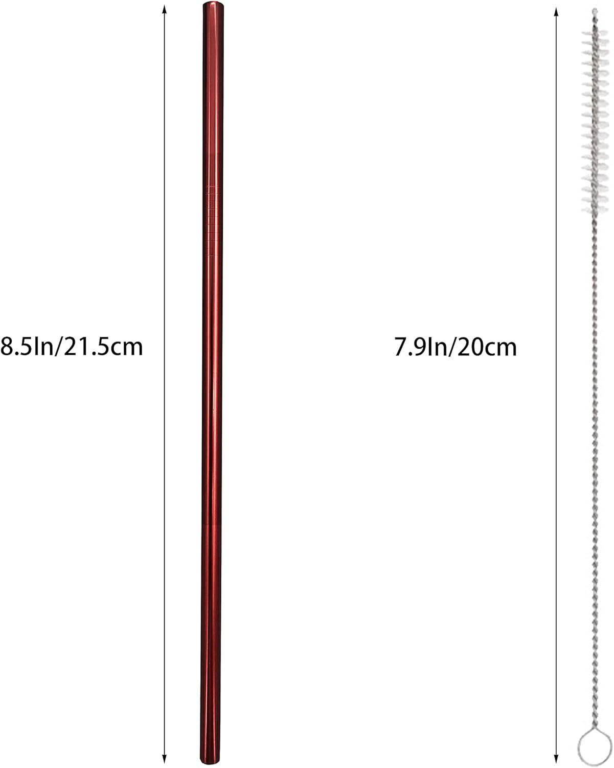 10 Pcs Stainless Steel Straws, Reusable Drinking Straws, Straight Metal Straw Sets with 2 Pcs Cleaning Brushes (8.5 Inch, Red)