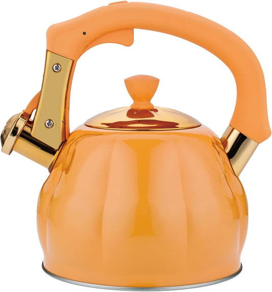 Stainless Steel Tea Kettle for Stove Top Teakettles Stovetop Whistling with Heat Proof Ergonomic Handle 2.5 Quart