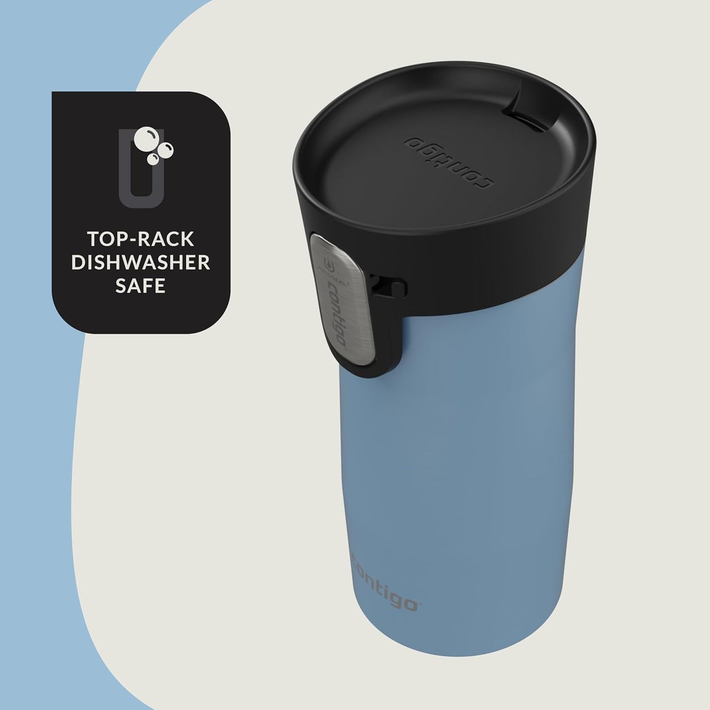 Contigo AUTOSEAL West Loop Vacuum-Insulated Stainless Steel Travel Mug with Easy-Clean Lid, 12oz, Glacier Frosted Pearl