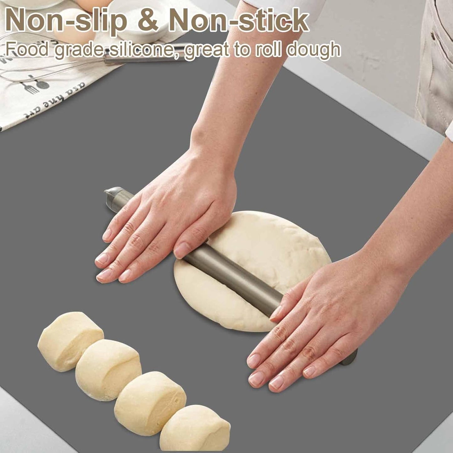 49.2"x15.7"(125cmx40cm) Large Silicone Mats for Kitchen Counter, Non-Slip Placemats, Heat Resistant Countertop Protector, Waterproof Craft Mat, Black