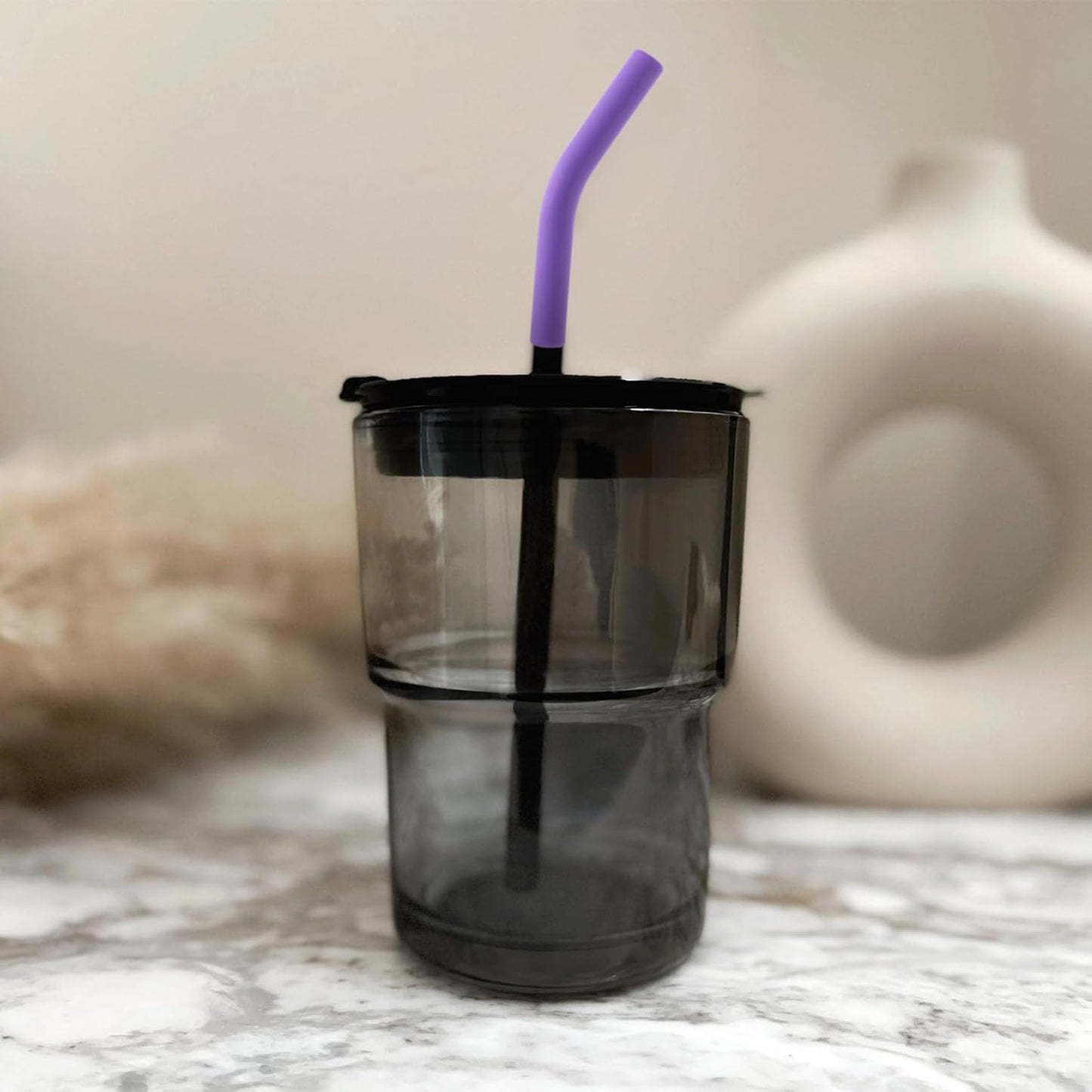 6Pcs Metal Straw Silicone Tips 5/16 inch Wide(8mm Outer Diameter) Food Grade Rubber Straw Covers Purple Flex Elbow Replacement Tip for Stainless Steel Metal Straws