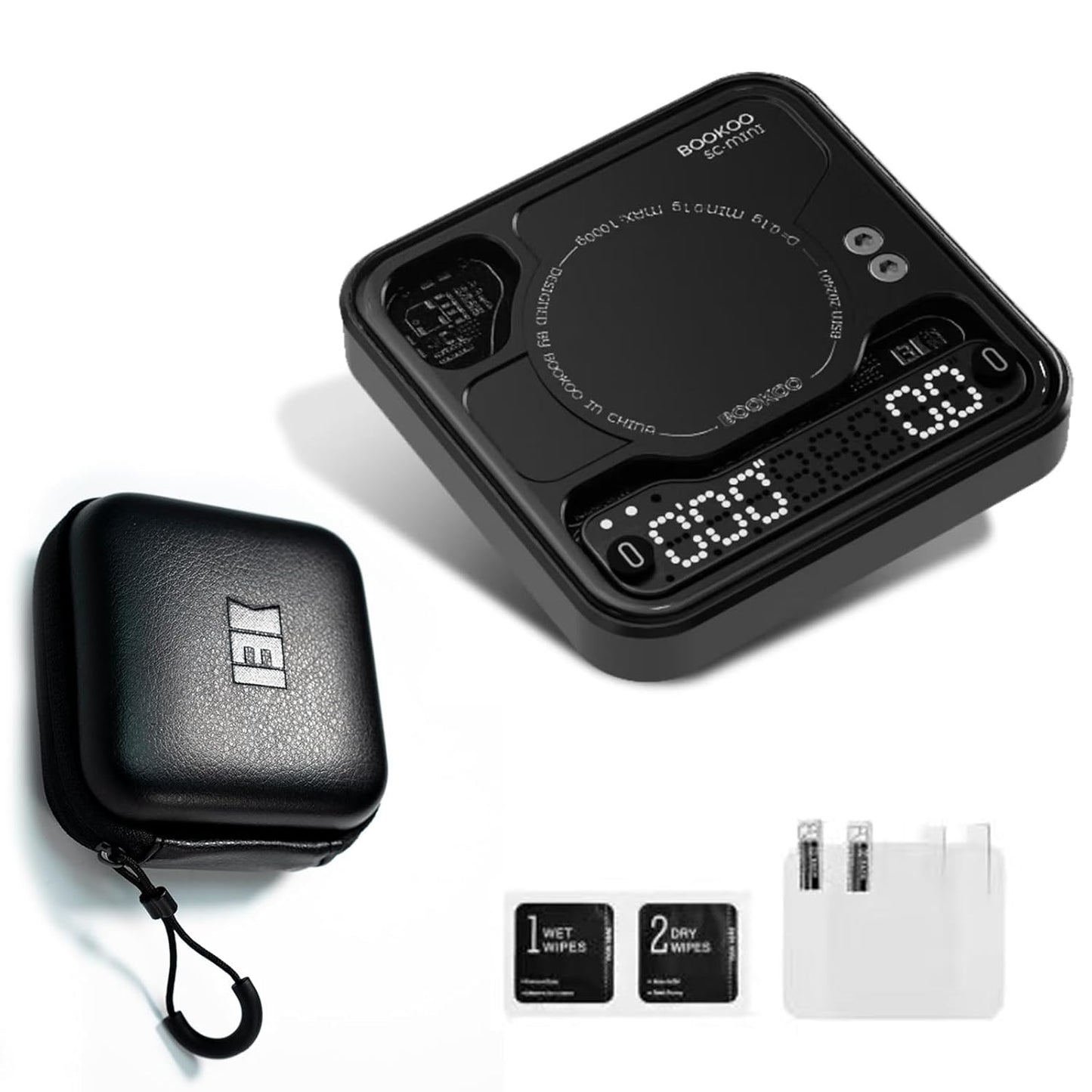 BOOKOO Coffee Scale with Storage Bag Esprosse Scale with Timer Mini Digtial Coffee Scale Rechargeable with Auto Mode Flow Rate Mode Scale for Coffee APP Bluetooth Connection Coffee Bean Scale