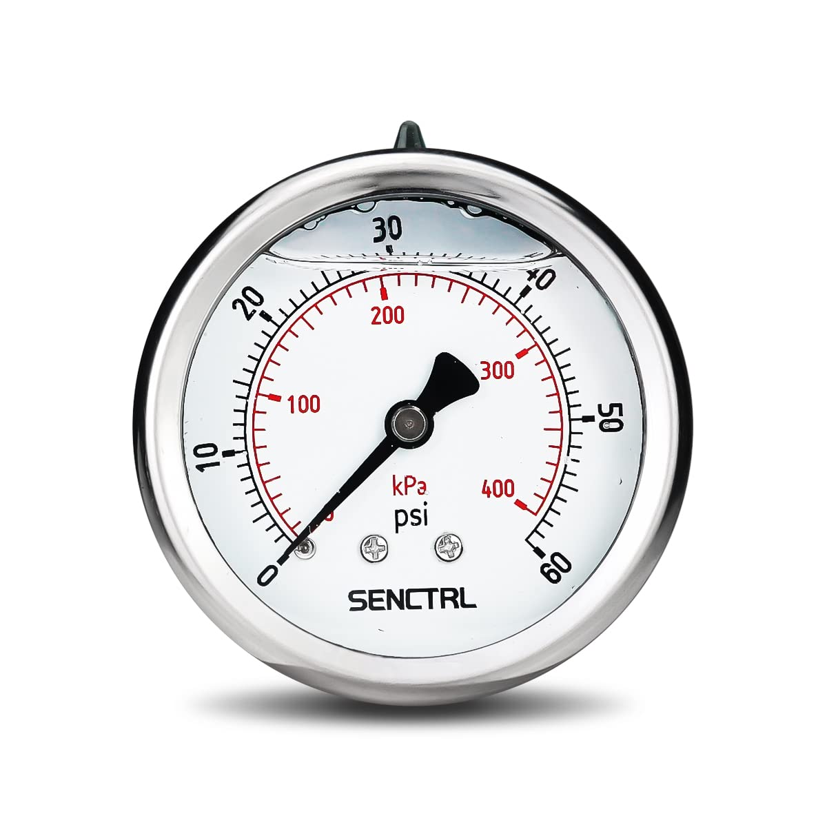 SENCTRL 0-60 Psi Glycerin Liquid Filled Low Pressure Gauge, 2.5" Dial Size, 1/4" NPT Back Mount, Stainless Steel Case, for Pool Sand Filter Pump Tire Water Oil Air Pressure Test