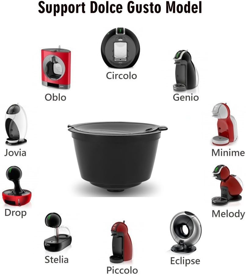 BRBHOM Colorful Dol*e Gu*to Refillable Capsules Pods,6 Refillable Coffee Capsule Reusable Coffee Filter Compatiable with Dol*e G*sto(6 Pcs colorful）