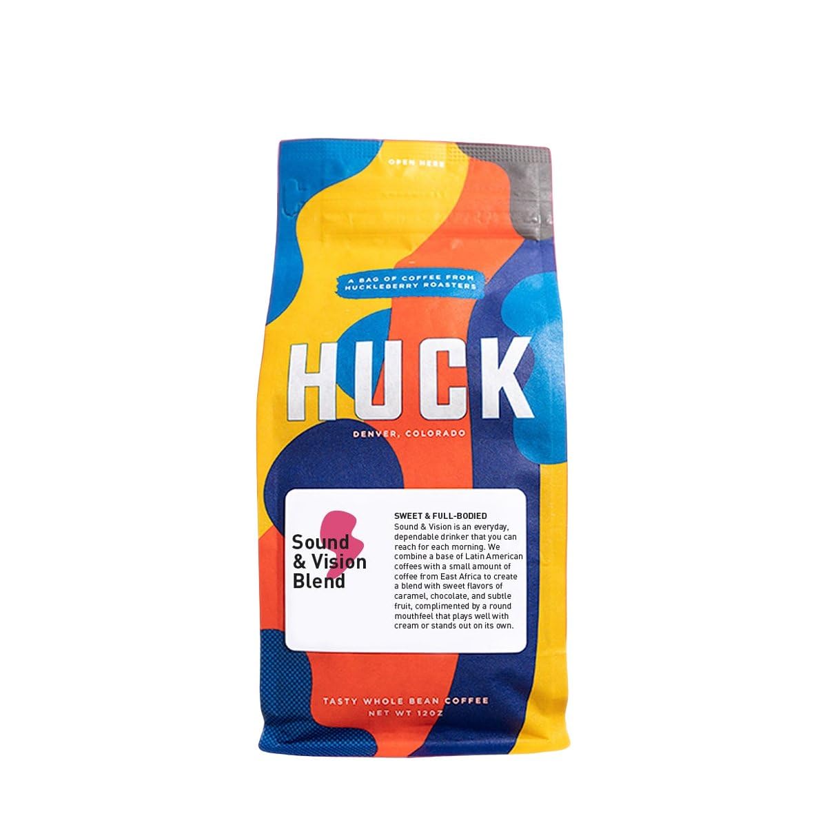 Sound and Vision Blend - Roasted by Huckleberry Roasters - Whole Bean Coffee - 12 Ounce Bag