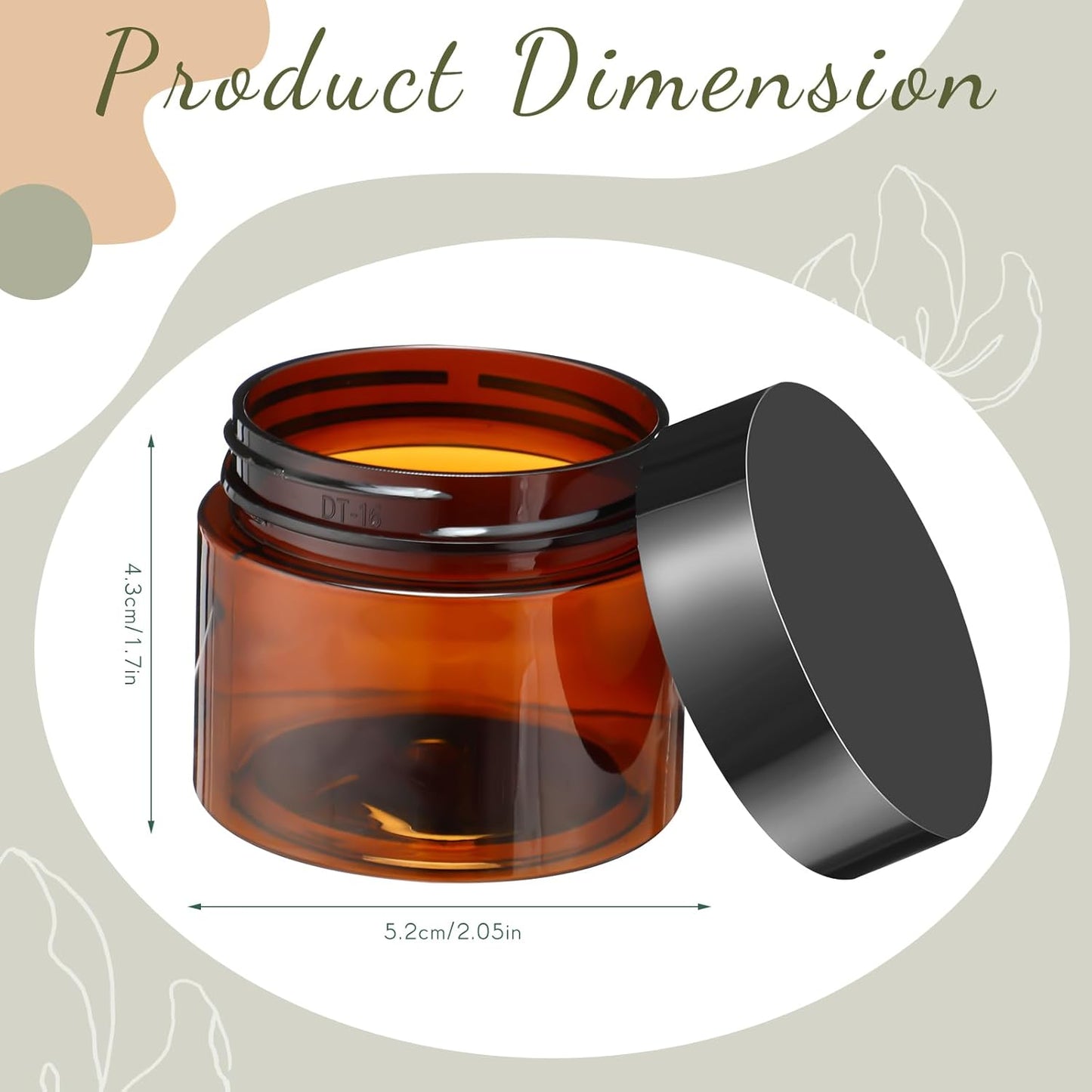 Patelai 4 Pieces Round Wide-mouth Leak Proof Plastic Container Jars with Lids for Travel Storage Makeup Beauty Products Face Creams Oils Salves Ointments DIY Making(2 Ounce,Amber)
