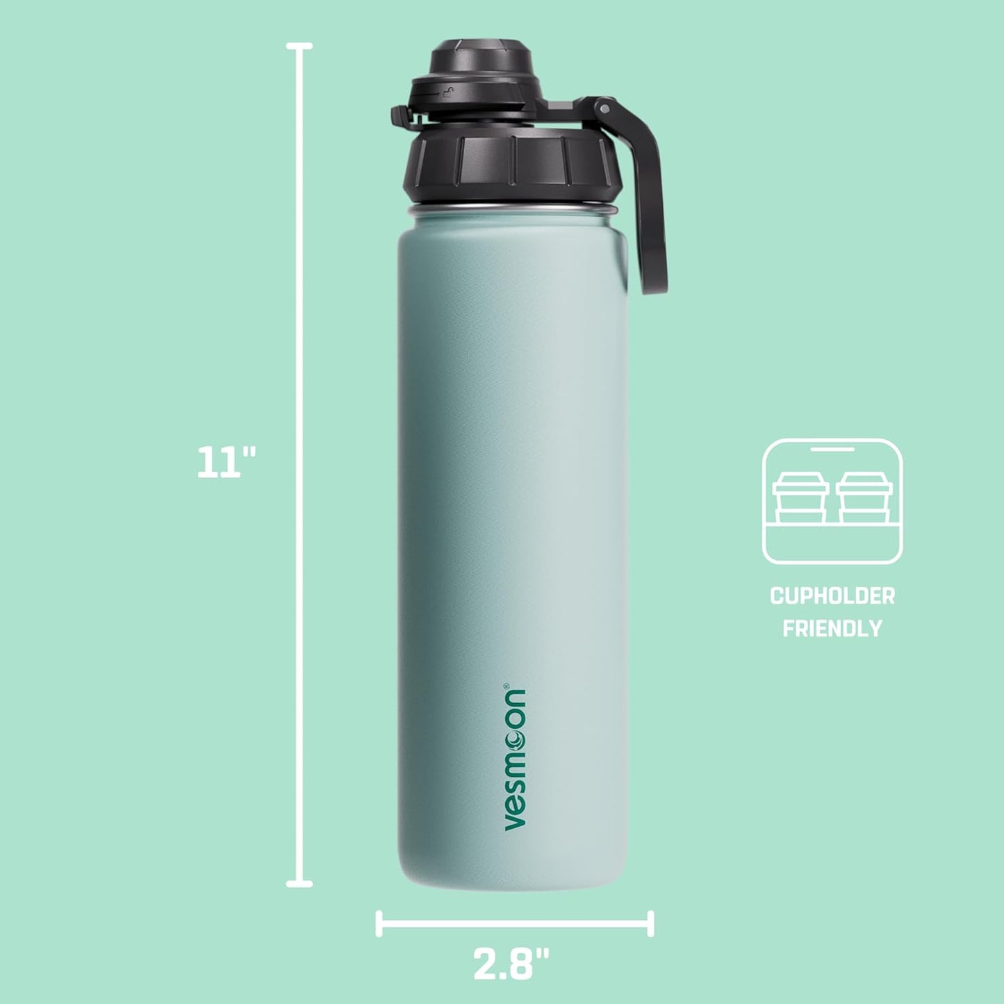 Vessence Tea Infuser Bottle - 24 Oz Insulated Loose Leaf & Fruit Infuser Bottle | Leak Proof with FlowSip Lid