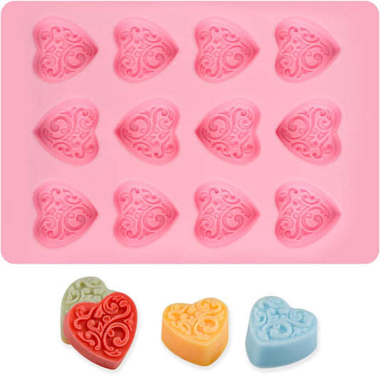 Silicone Heart-Shaped Chocolate Molds - Set of 1 Non-Stick Candy Heart Molds Silicone, for Baking, Candy, Gummy, Food Grade - Pink