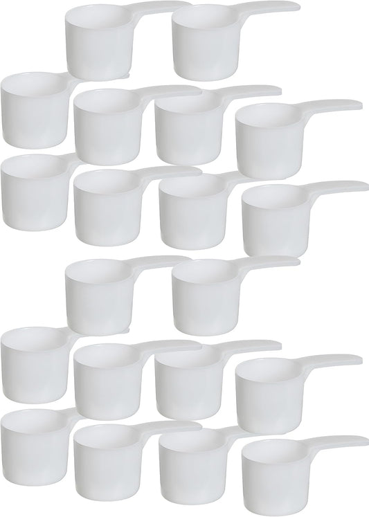 70 mL Plastic Measuring Packaging Scoop (=70 cc/ = 4.73 Tablespoon/ = 2.37 fl oz/ = 0.3 Cup), Meidum Handle - to Measure and Dispense Spices, Granules, Powders, for Seeds Packing (20)