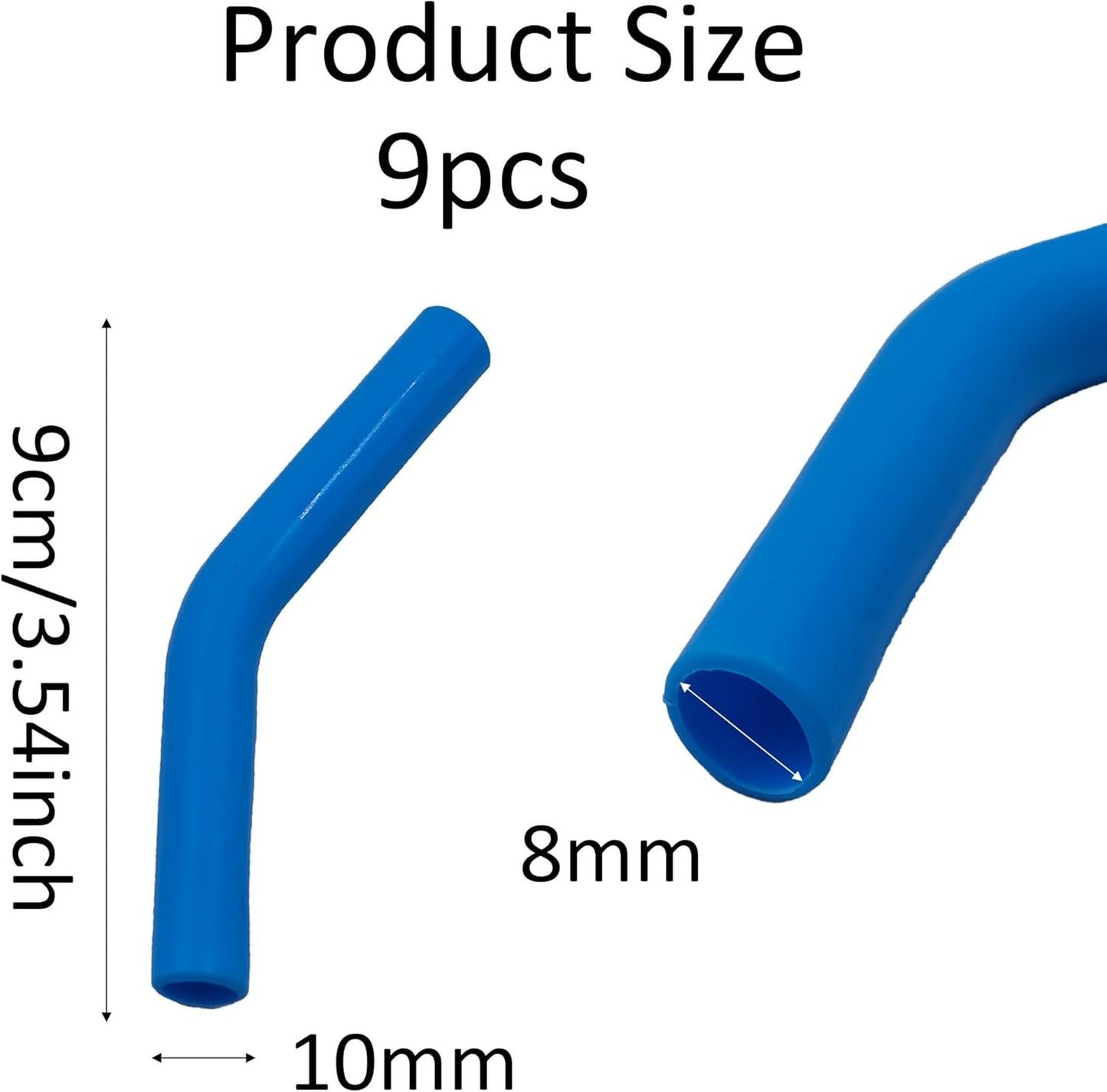 pson 9Pcs Silicone Straw Tips, Food Grade Reusable Flexible Elbow Tips Fit for 8mm Stainless Steel Metal Straws(Light blue)